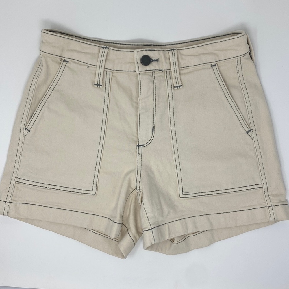 Cream Shorts with Grey Stitching